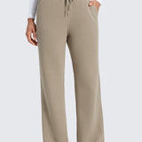 CRZ YOGA Women's Cotton Fleece Lined Sweatpants 30" White Apricot