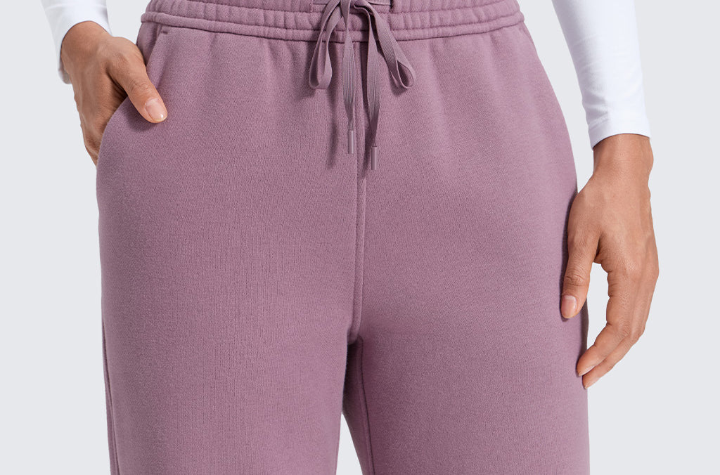 CRZ YOGA Women's Cotton Fleece Lined Sweatpants 30" Pomegranate