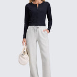 CRZ YOGA Women's Cotton Fleece Lined Sweatpants 30" Milky White