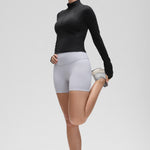 CRZ YOGA Women's Half Zip Long Sleeve Cropped Top White