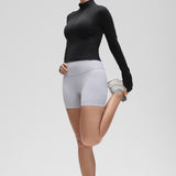 CRZ YOGA Women's Half Zip Long Sleeve Cropped Top White