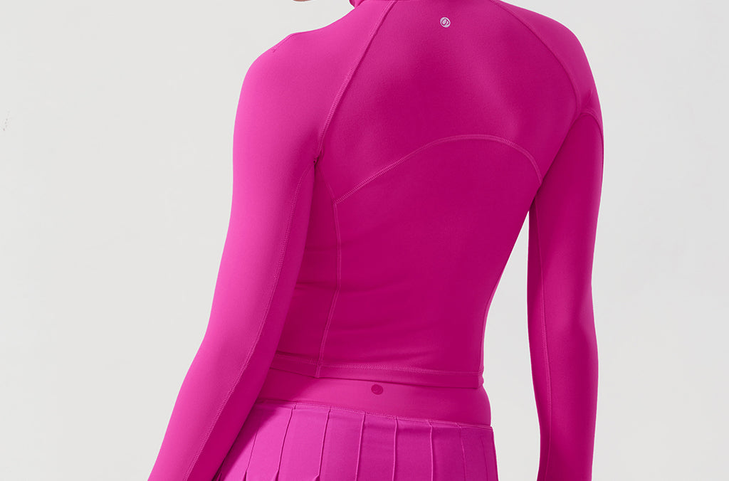 CRZ YOGA Women's Half Zip Long Sleeve Cropped Top Black