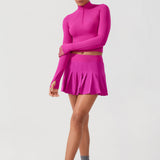 CRZ YOGA Women's Half Zip Long Sleeve Cropped Top Black