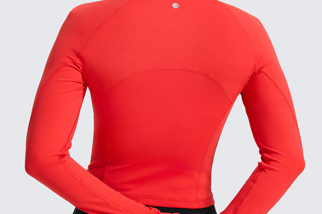 CRZ YOGA Women's Half Zip Long Sleeve Cropped Top Hibiscus Purple