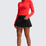 CRZ YOGA Women's Half Zip Long Sleeve Cropped Top Hibiscus Purple