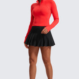 CRZ YOGA Women's Half Zip Long Sleeve Cropped Top Hibiscus Purple