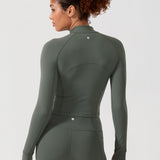 CRZ YOGA Women's Half Zip Long Sleeve Cropped Top Strawberry Pink