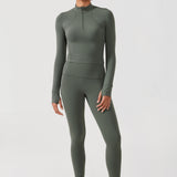 CRZ YOGA Women's Half Zip Long Sleeve Cropped Top Strawberry Pink