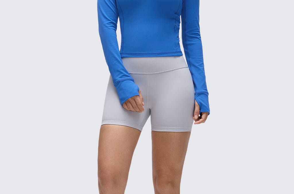 CRZ YOGA Women's Half Zip Long Sleeve Cropped Top Mojave Tan