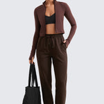 Women's Butterluxe Cropped Outerwear Full Zip Jackets Olive Green