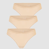 Women's Cheeky High Cut Bikini 3 Pack Beige (3pack)