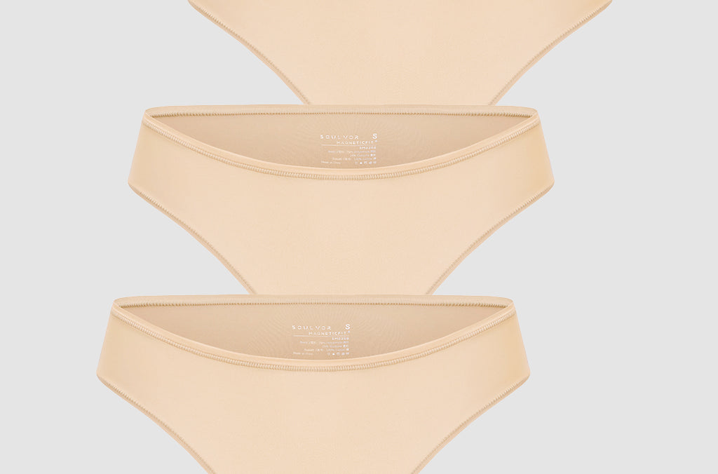 Women's Cheeky High Cut Bikini 3 Pack Beige (3pack)