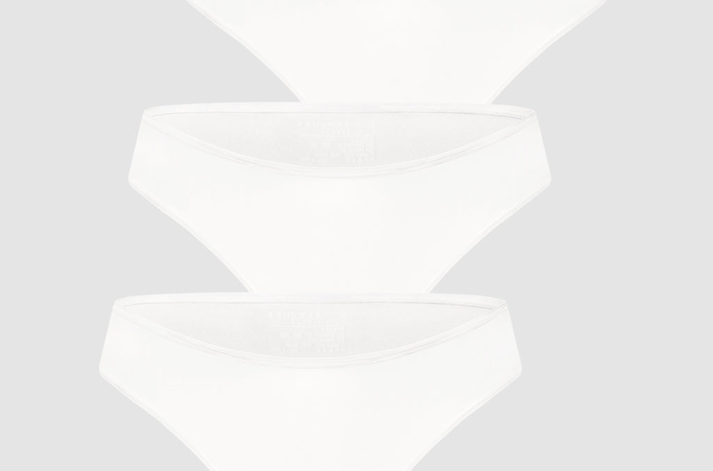 Women's Cheeky High Cut Bikini 3 Pack White (3pack)