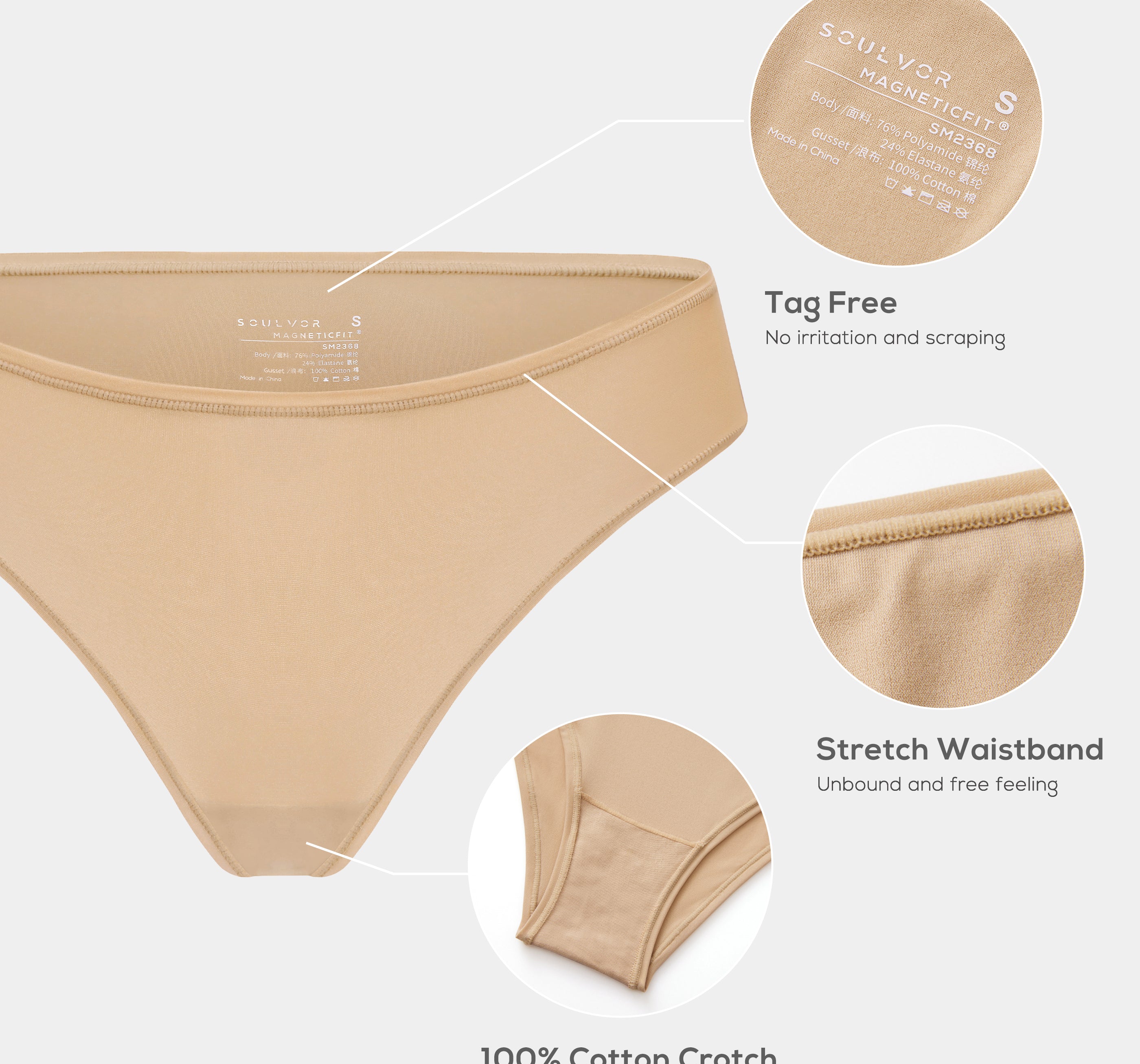 Women's Cheeky High Cut Bikini 3 Pack Soft Tan (3pack)