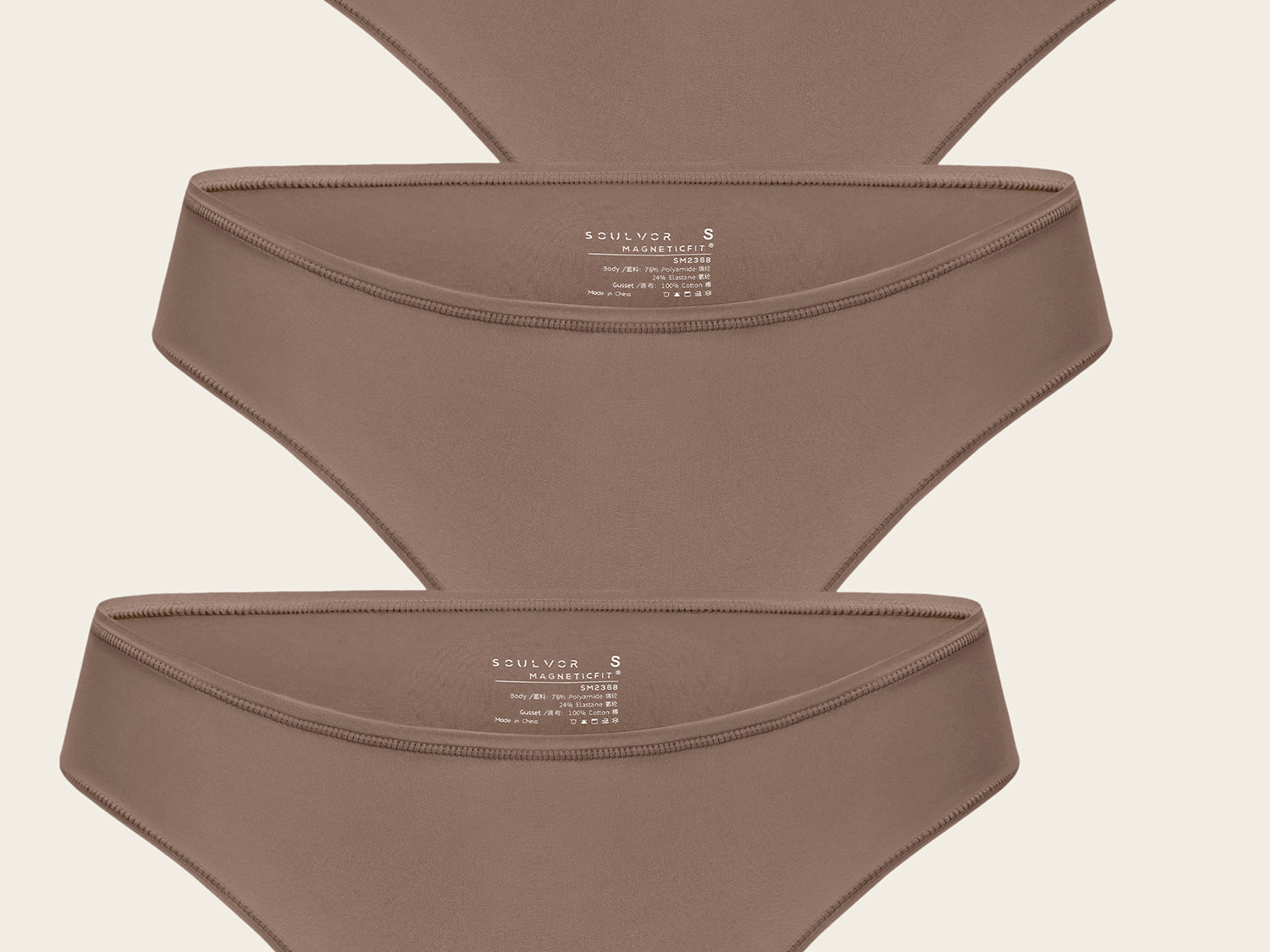 Women's Cheeky High Cut Bikini 3 Pack Brown Purple (3pack)
