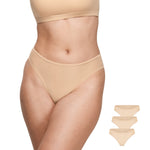 Women's Cheeky High Cut Bikini 3 Pack Beige (3pack)