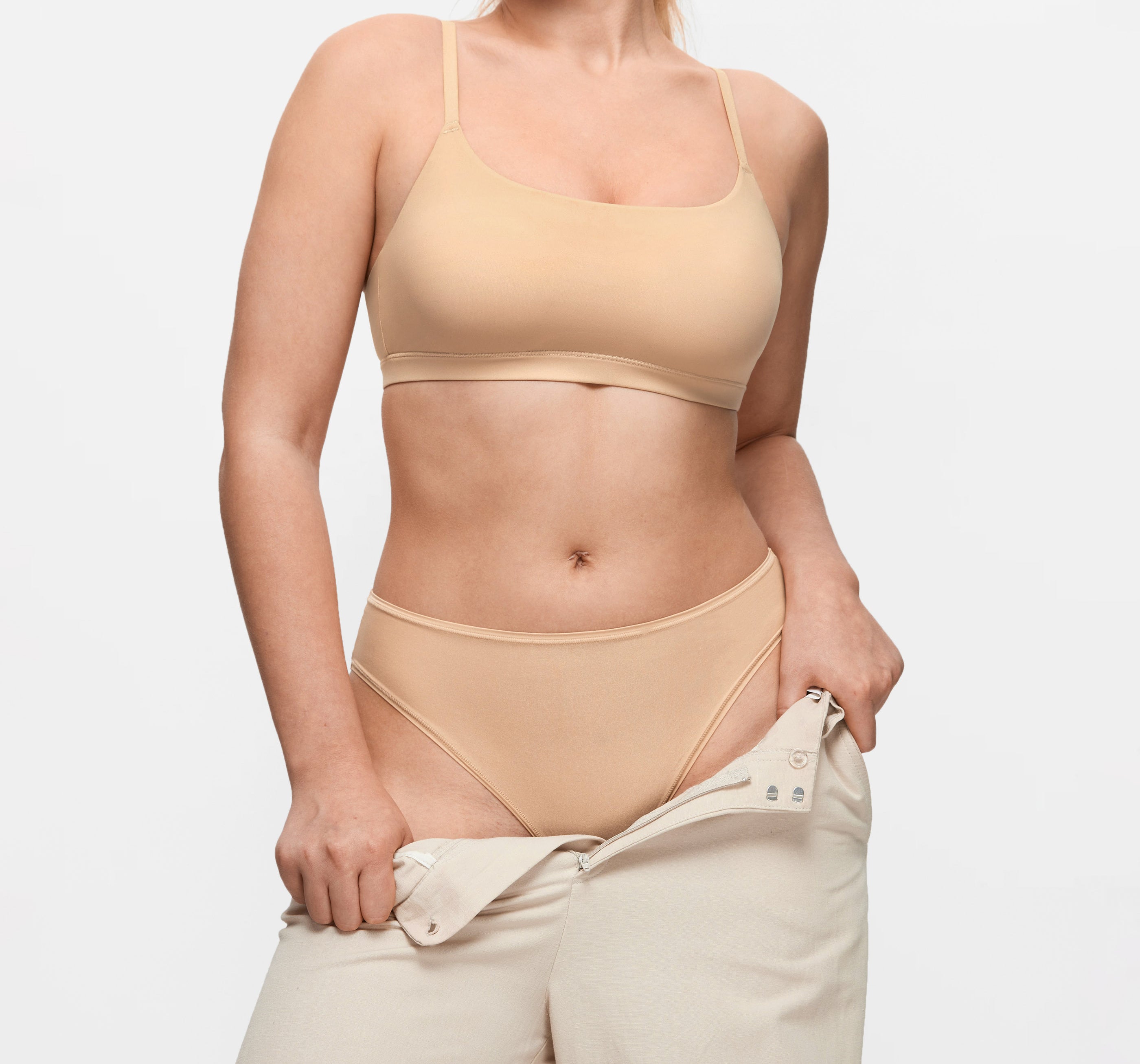 Women's Cheeky High Cut Bikini 3 Pack Beige (3pack)