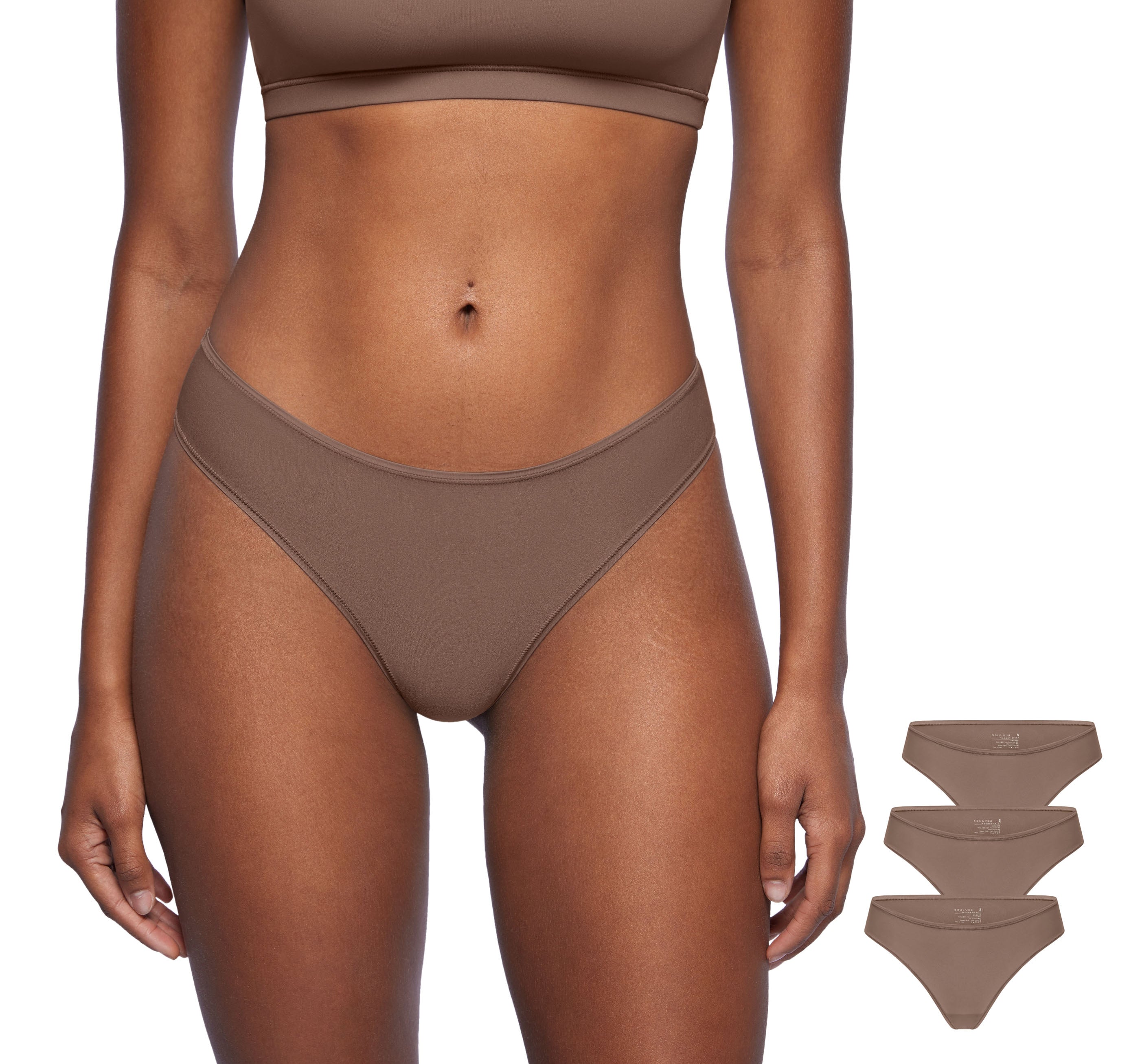Women's Cheeky High Cut Bikini 3 Pack Brown Purple (3pack)