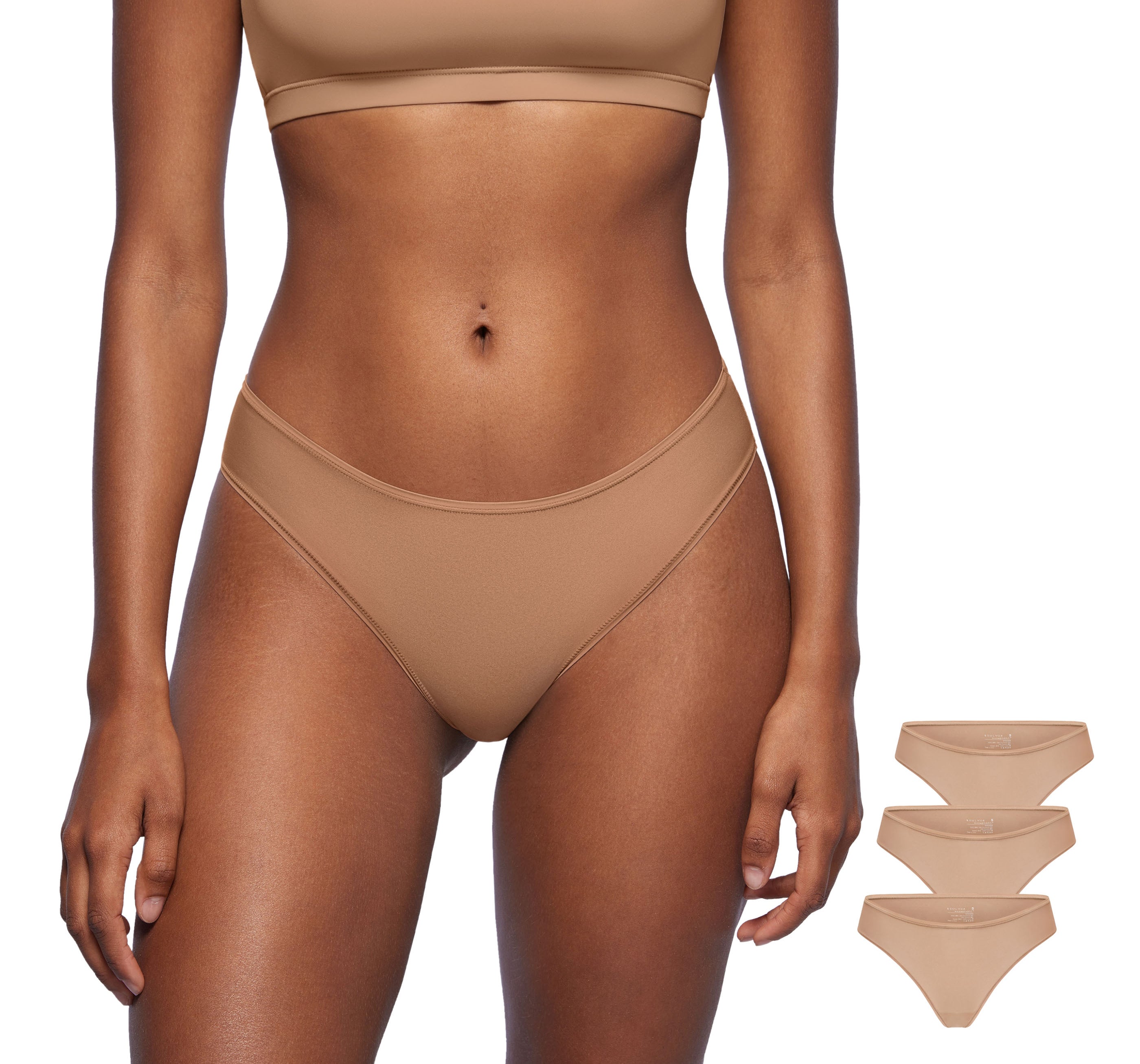 Women's Cheeky High Cut Bikini 3 Pack Natural (3pack)