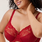 Women's Beauty Lace Bra Dark Red