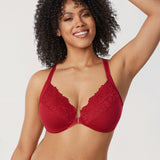 Women's Lace Front Closure Bra Dark Red