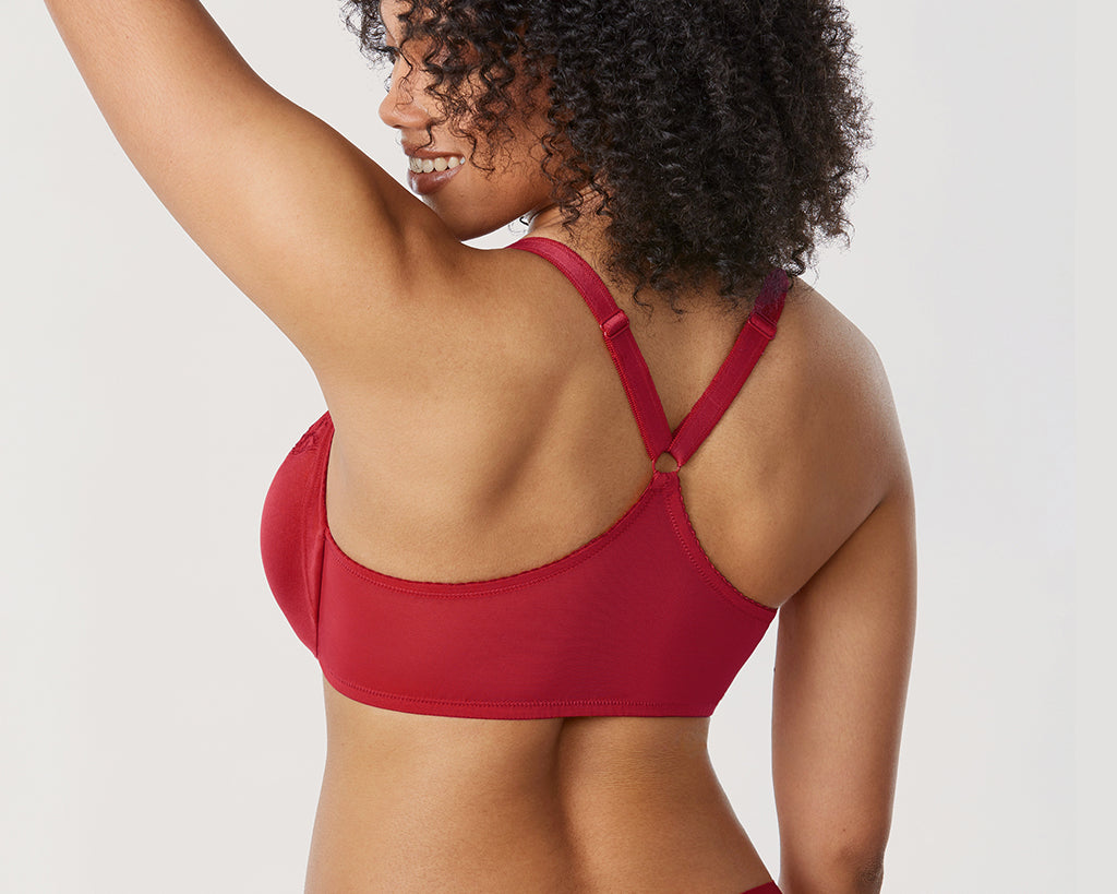 Women's Lace Front Closure Bra Dark Red