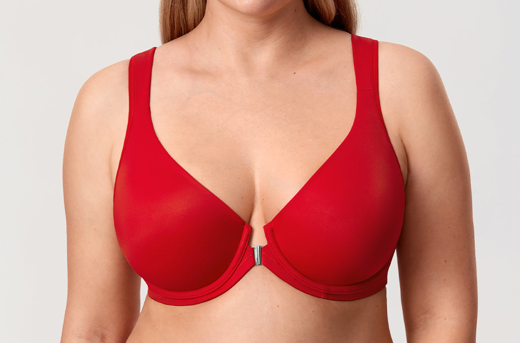 Women's Plunge Back Posture Bra Lipstick Red