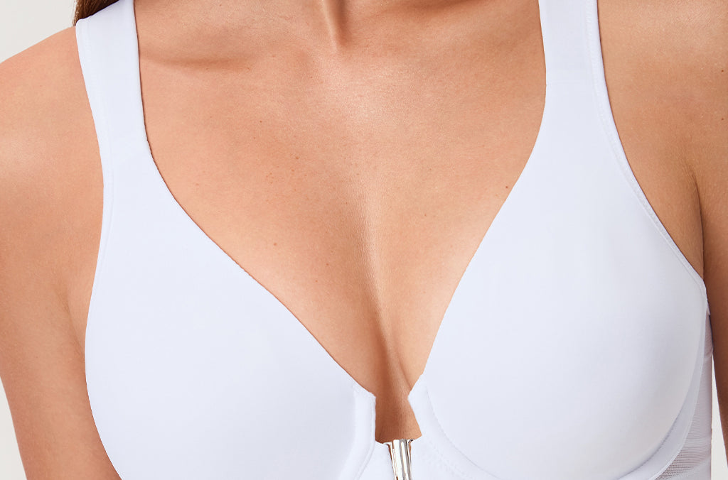 Women's Plunge Back Posture Bra White @model_info:ESA3