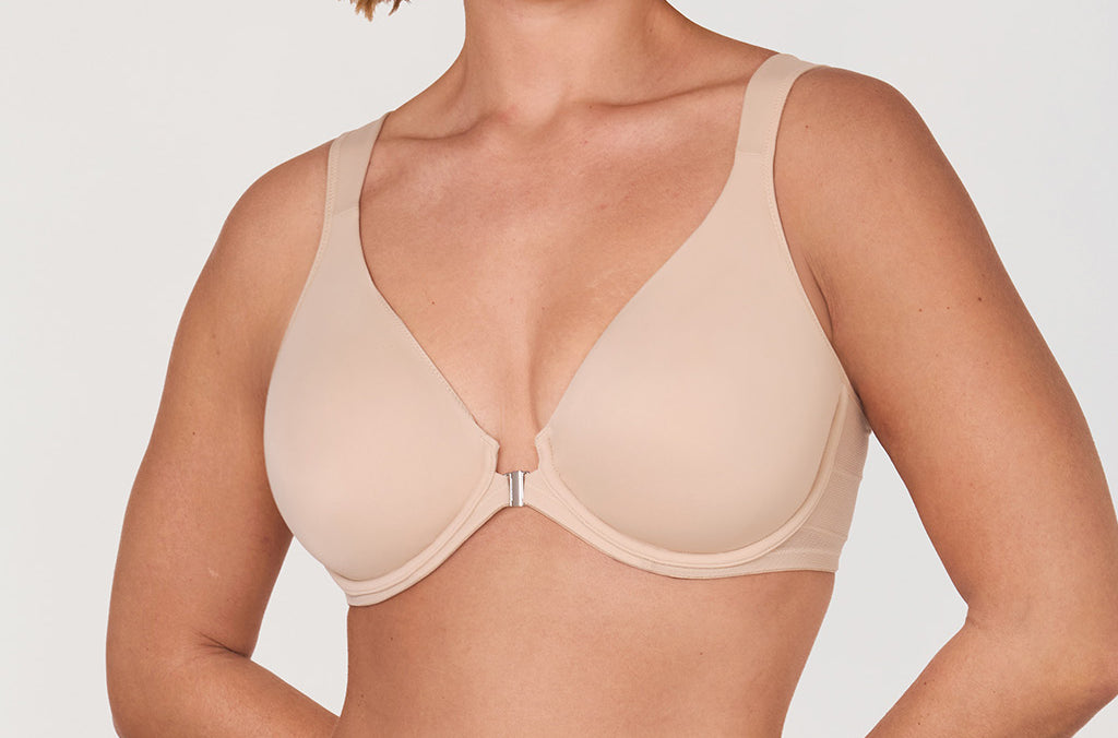 Women's Plunge Back Posture Bra Beige @model_info:G1