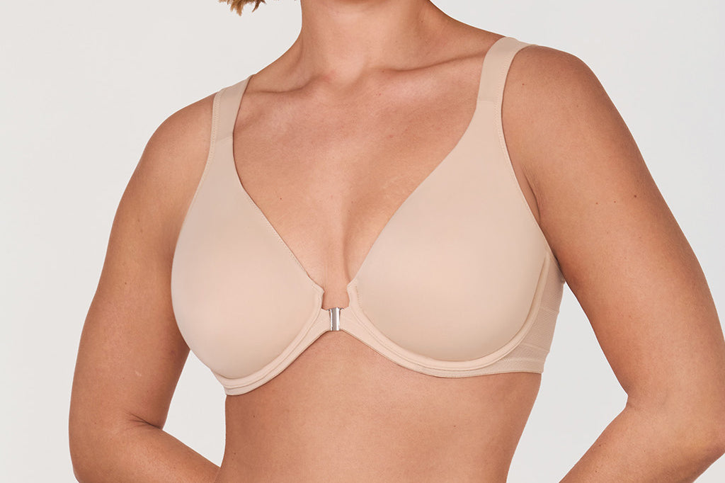 Women's Plunge Back Posture Bra Beige @model_info:G1