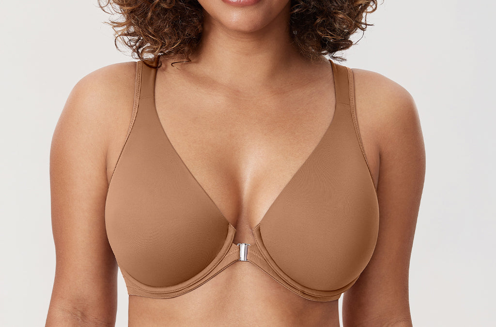 Women's Plunge Back Posture Bra Gravel Beige @model_info:G1
