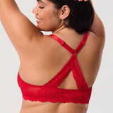 Women's Vintage Lace Racerback Bra Lipstick Red