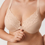 Women's Lace Front Closure Posture Bra Beige