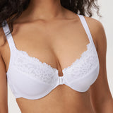Women's Lace Front Closure Posture Bra White