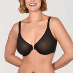 Women's Sheer Mesh Front Closure Posture Bra Black