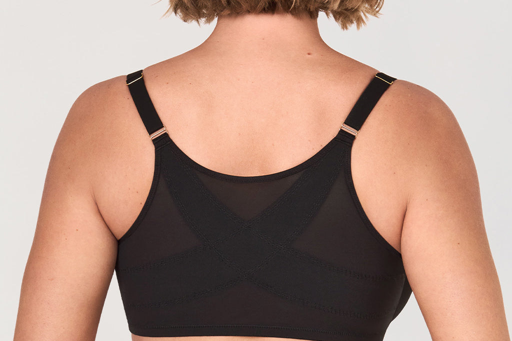 Women's Sheer Mesh Front Closure Posture Bra Black