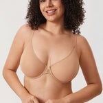 Women's Sheer Mesh Front Closure Posture Bra Barely Buff @model_info:ES3