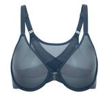 Women's Sheer Mesh Front Closure Posture Bra Black