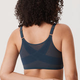 Women's Sheer Mesh Front Closure Posture Bra Black
