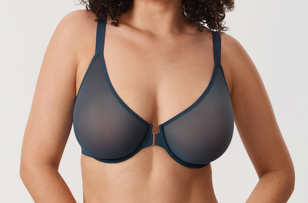 Women's Sheer Mesh Front Closure Posture Bra Sargasso @model_info:ES4