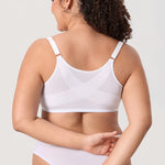 Women's Sheer Mesh Front Closure Posture Bra Snow White