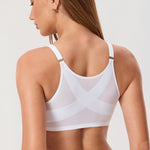 Women's Sheer Mesh Front Closure Posture Bra Snow White @model_info:ESA2